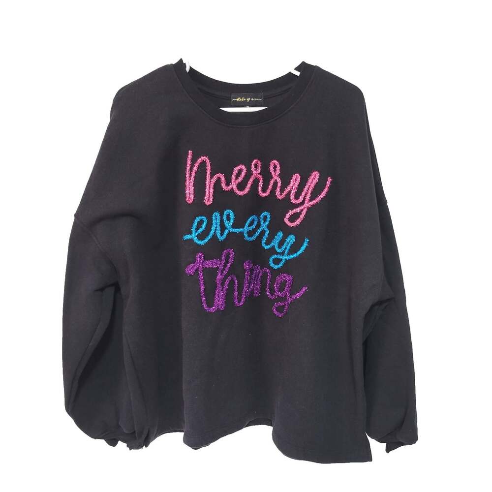 State of Mine XL Christmas Sweatshirt Merry Every Thing Black